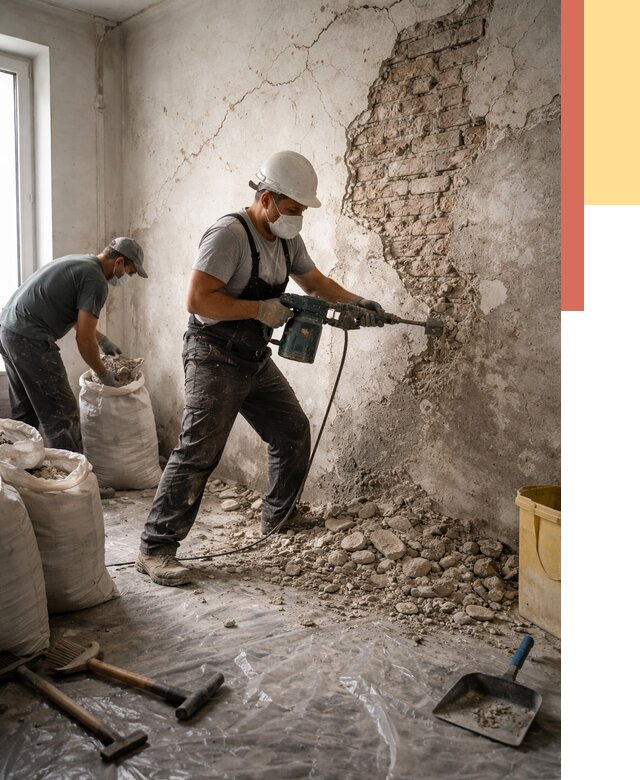 Демонтаж штукатурки со стен в Улан-Удэ от 7375 руб/м² — быстро и недорого | ОТДЕЛОЧНИК-Лнд