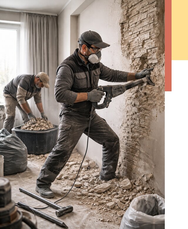 Демонтаж декоративного камня в Улан-Удэ от 1485 руб/м² — быстро и недорого | ОТДЕЛОЧНИК-Лнд