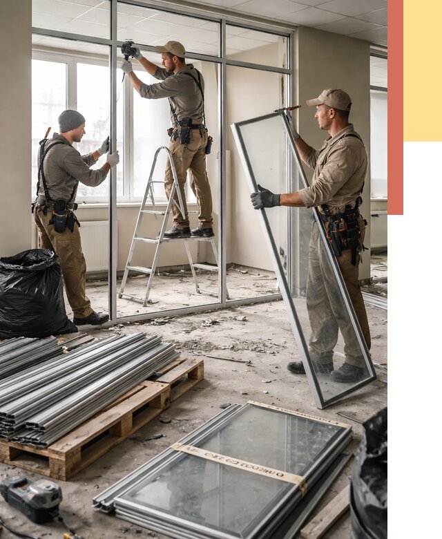 Демонтаж алюминиевых перегородок в Улан-Удэ от 4302 руб. — быстро и недорого | ОТДЕЛОЧНИК-Лнд