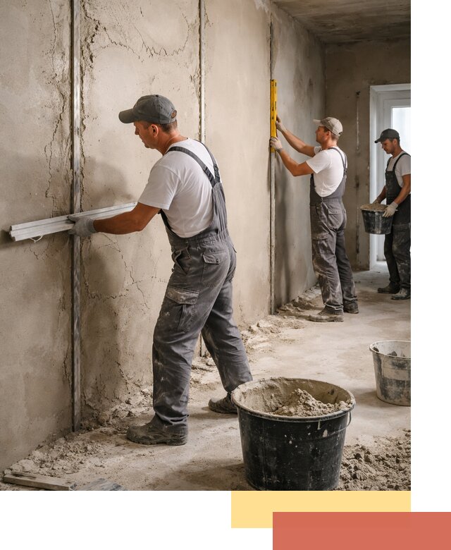 Штукатурка стен по маякам в Улан-Удэ — точная и ровная поверхность