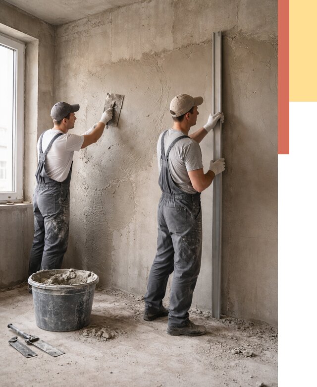 Штукатурка бетонных стен в Улан-Удэ от 4609 руб/м² — качественно и быстро | ОТДЕЛОЧНИК-Лнд