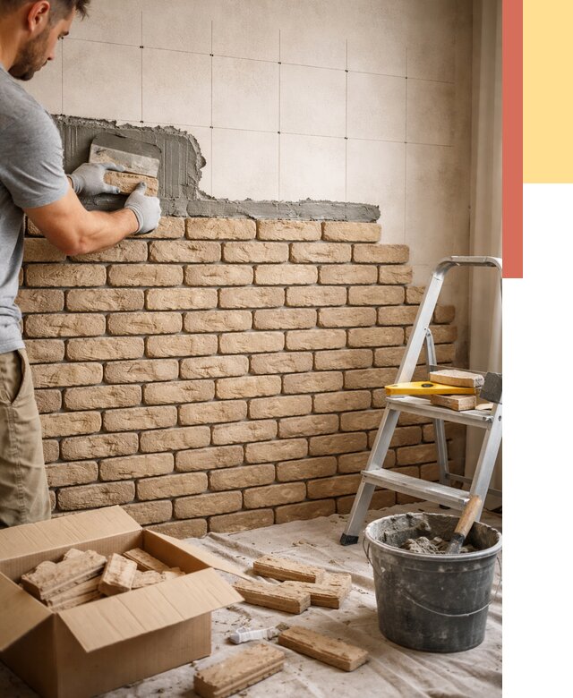 Монтаж декоративного кирпича в Улан-Удэ от 3278 руб./м² — быстро и недорого | ОТДЕЛОЧНИК-Лнд