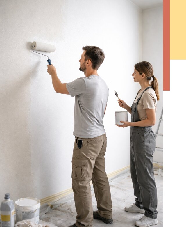 Окраска стен по стеклохолсту в Улан-Удэ от 4609 руб/м² под ключ | ОТДЕЛОЧНИК-Лнд