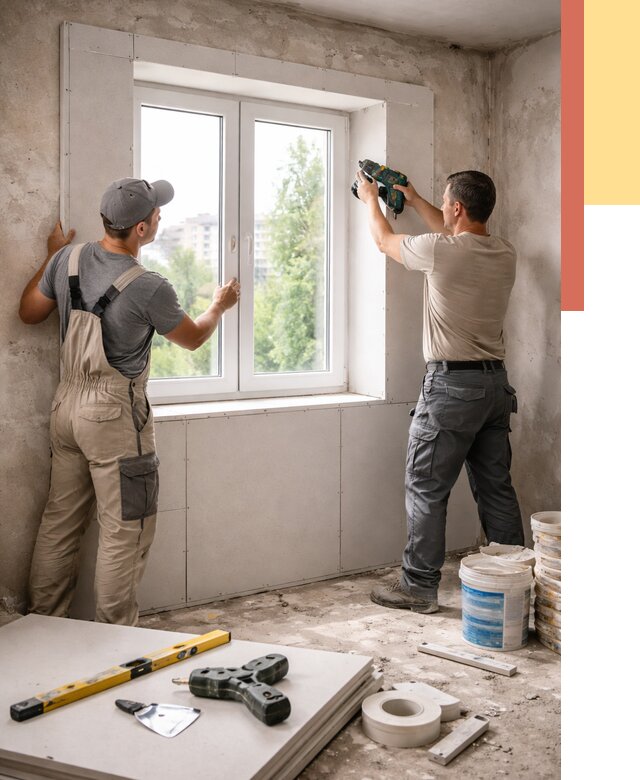 Монтаж откосов из гипсокартона в Улан-Удэ от 4609 руб. под ключ | ОТДЕЛОЧНИК-Лнд