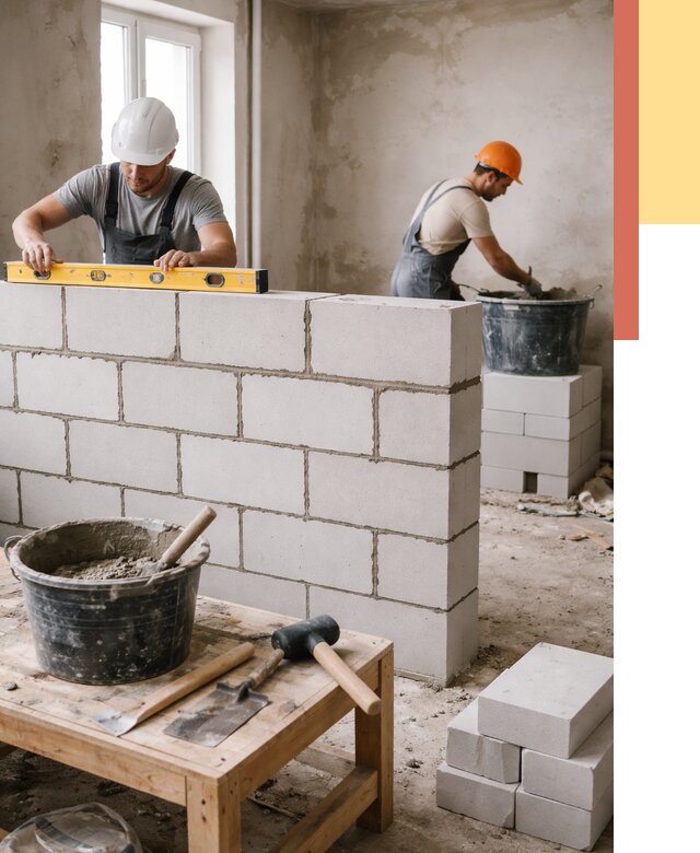 Кладка перегородок из газобетона в Улан-Удэ от 3278 руб. под ключ | ОТДЕЛОЧНИК-Лнд