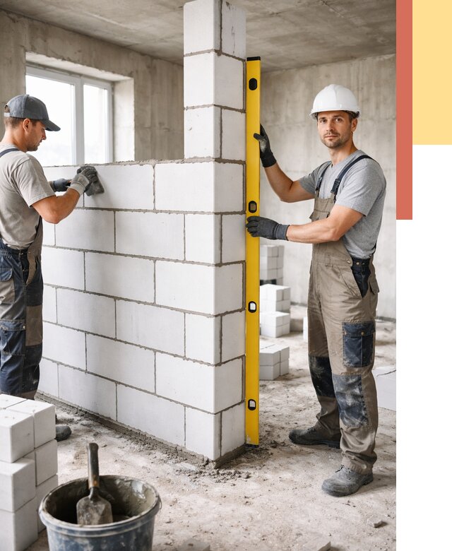 Кладка перегородок из пеноблока в Улан-Удэ от 1844 руб. под ключ | ОТДЕЛОЧНИК-Лнд