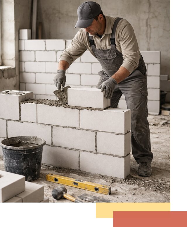 Кладка перегородок из силикатного блока в Улан-Удэ