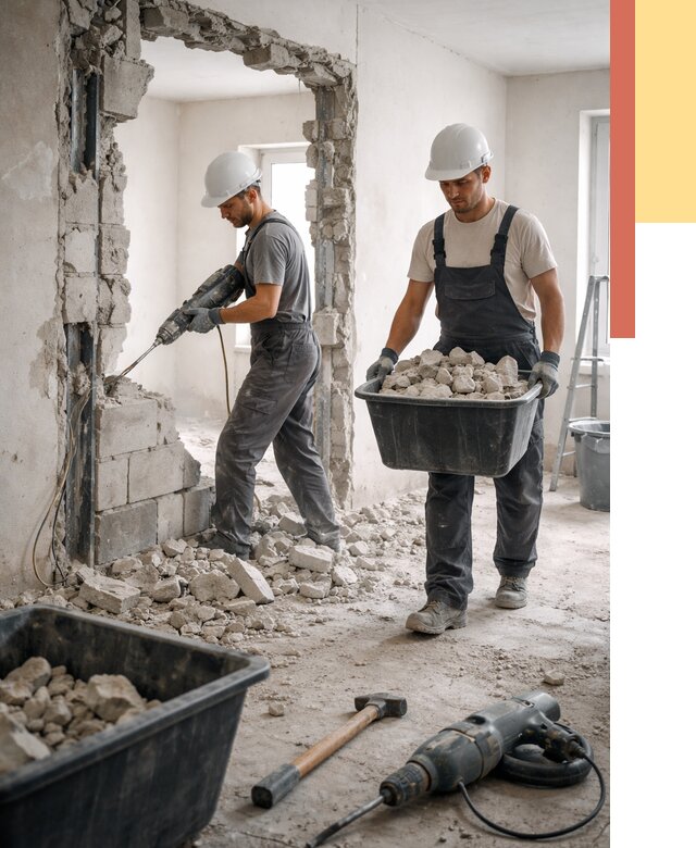 Демонтаж блоковых перегородок в Улан-Удэ от 3841 руб. — быстро и недорого | ОТДЕЛОЧНИК-Лнд