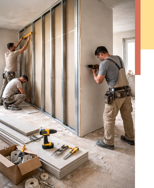 Монтаж однослойной перегородки из гипсокартона в Улан-Удэ от 666 руб. | ОТДЕЛОЧНИК-Лнд