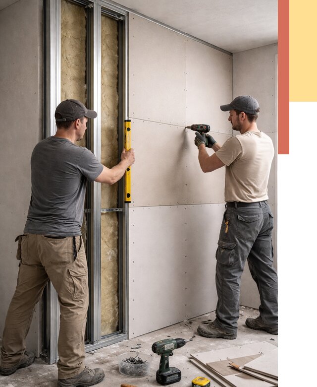 Монтаж двухслойной перегородки из гипсокартона в Улан-Удэ от 1485 руб. | ОТДЕЛОЧНИК-Лнд