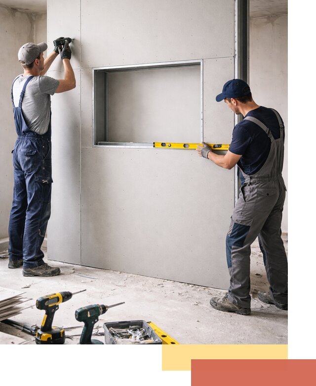 Перегородка из гипсокартона с нишей под декор в Улан-Удэ