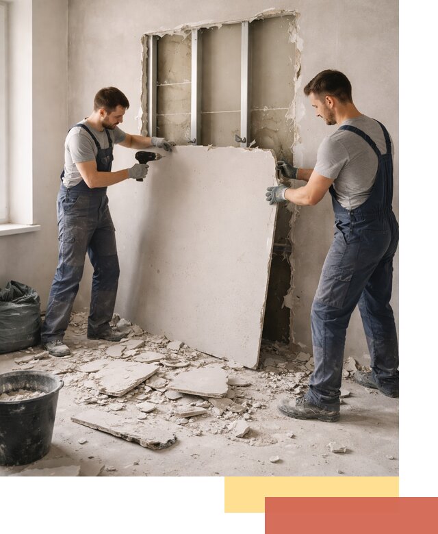 Демонтаж перегородки из гипсокартона в Улан-Удэ быстрый и аккуратный