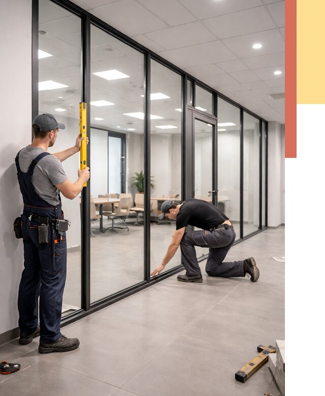 Каркасные стеклянные перегородки в Улан-Удэ под ключ от 9424 руб. | ОТДЕЛОЧНИК-Лнд