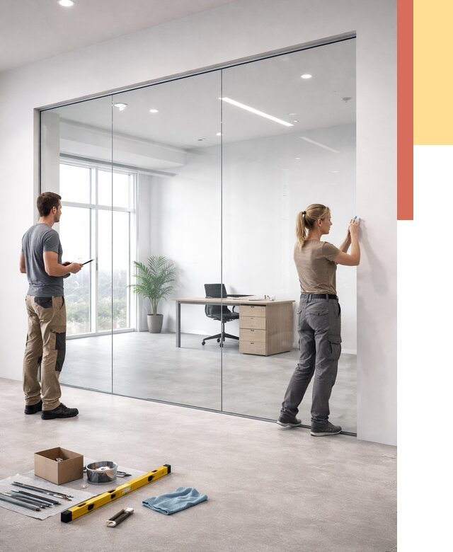 Перегородки из закаленного стекла в Улан-Удэ от 9731 руб. под ключ | ОТДЕЛОЧНИК-Лнд