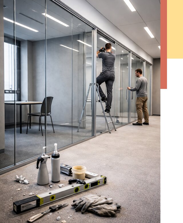 Стеклянные офисные перегородки в Улан-Удэ от 8707 руб. — монтаж и установка | ОТДЕЛОЧНИК-Лнд