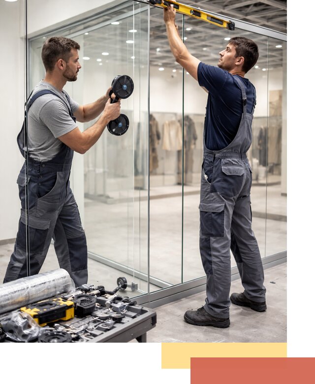 Стеклянные перегородки для магазинов в Улан-Удэ — монтаж и установка