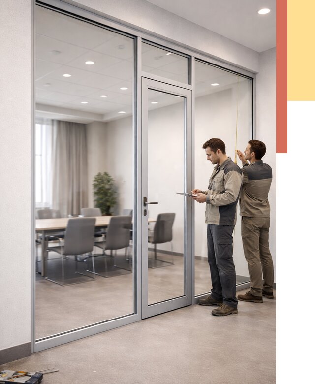 Установка и монтаж алюминиевых перегородок со стеклом в Улан-Удэ от 8399 руб. | ОТДЕЛОЧНИК-Лнд