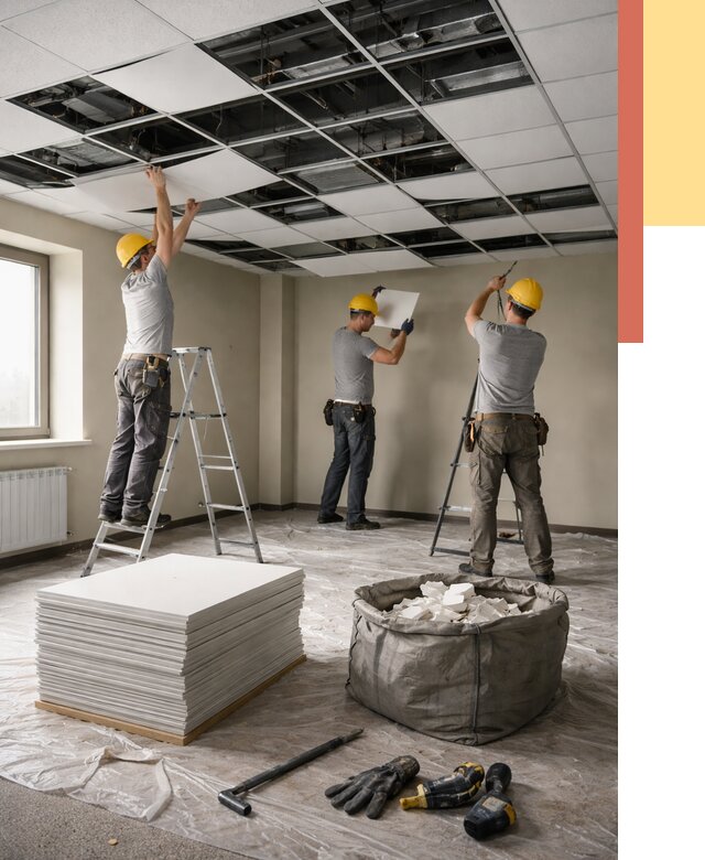 Демонтаж потолка Армстронг в Улан-Удэ от 4609 руб. быстро и недорого | ОТДЕЛОЧНИК-Лнд