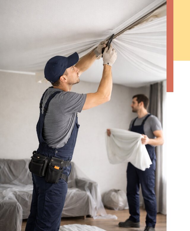 Демонтаж натяжного потолка в Улан-Удэ от 4609 руб. — снятие и разбор под ключ | ОТДЕЛОЧНИК-Лнд