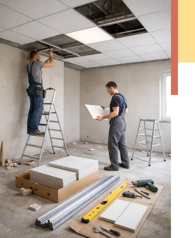 Монтаж потолка армстронг в Улан-Удэ от 4609 руб/м2 — быстрая установка под ключ | ОТДЕЛОЧНИК-Лнд