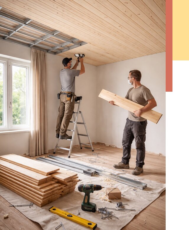 Монтаж потолка из вагонки в Улан-Удэ от 6658 руб. | Быстро и недорого — ОТДЕЛОЧНИК-Лнд