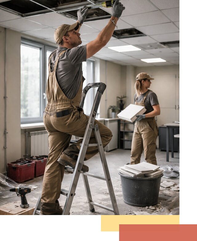 Ремонт потолка Армстронг и замена плит в Улан-Удэ