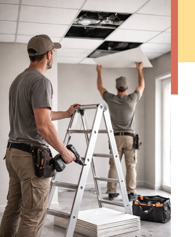 Обслуживание подвесного потолка в Улан-Удэ от 3585 руб. — быстро и недорого | ОТДЕЛОЧНИК-Лнд