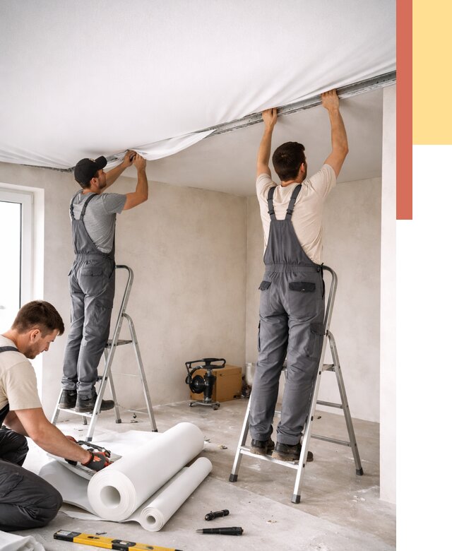 Монтаж тканевого натяжного потолка в Улан-Удэ от 3585 руб. под ключ | ОТДЕЛОЧНИК-Лнд