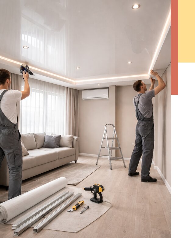 Монтаж глянцевого натяжного потолка в Улан-Удэ от 768 руб. под ключ | ОТДЕЛОЧНИК-Лнд