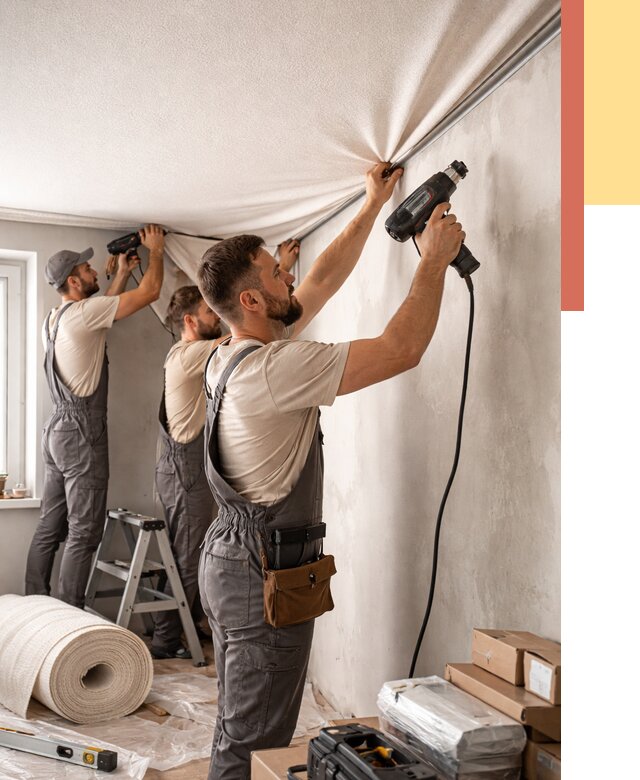 Монтаж фактурного натяжного потолка в Улан-Удэ от 768 руб. — ОТДЕЛОЧНИК-Лнд