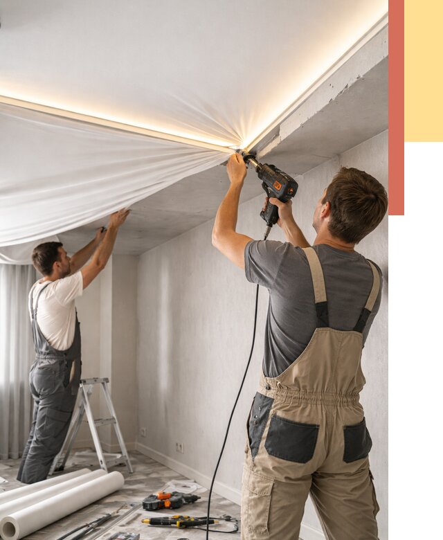 Монтаж натяжного потолка с подсветкой в Улан-Удэ от 973 руб. | ОТДЕЛОЧНИК-Лнд