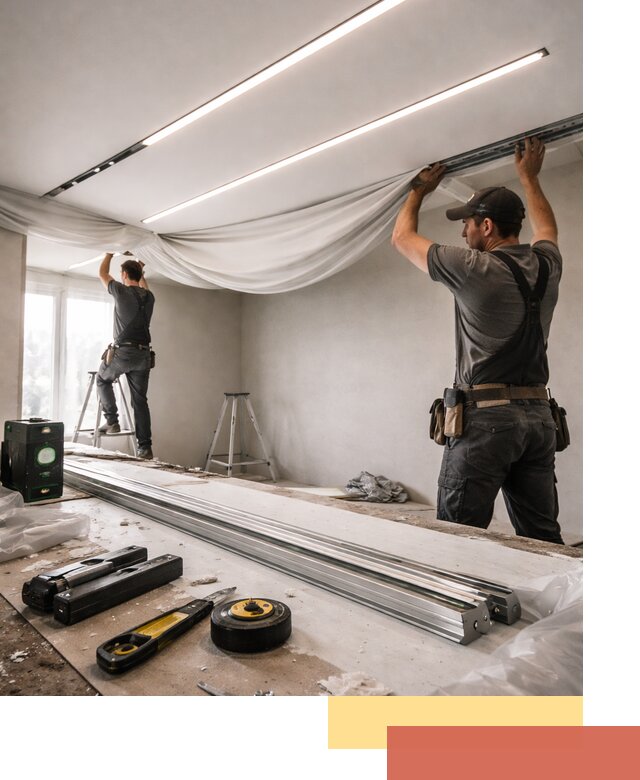 Монтаж натяжных потолков со световыми линиями в Улан-Удэ