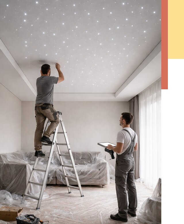 Монтаж натяжного потолка «звездное небо» в Улан-Удэ от 6658 руб. | ОТДЕЛОЧНИК-Лнд