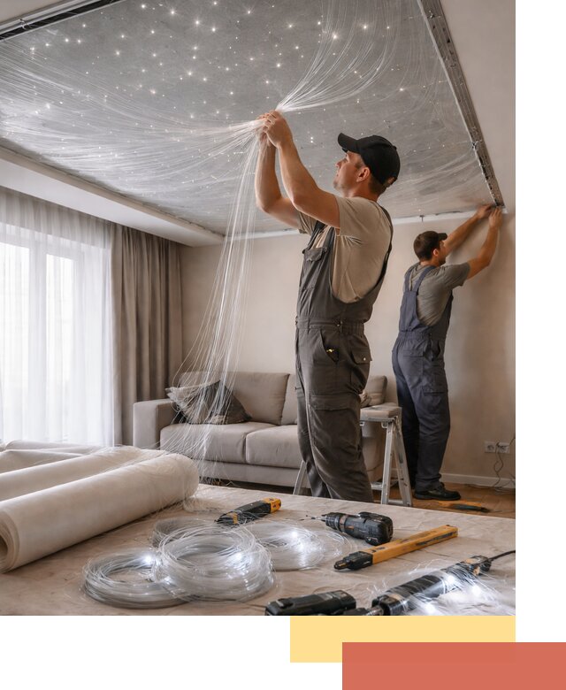 Монтаж натяжного потолка «Звездное небо» в Улан-Удэ