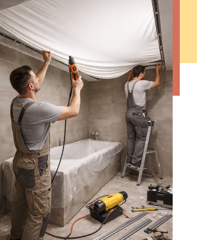 Монтаж натяжного потолка в ванной в Улан-Удэ от 1229 руб. под ключ | ОТДЕЛОЧНИК-Лнд