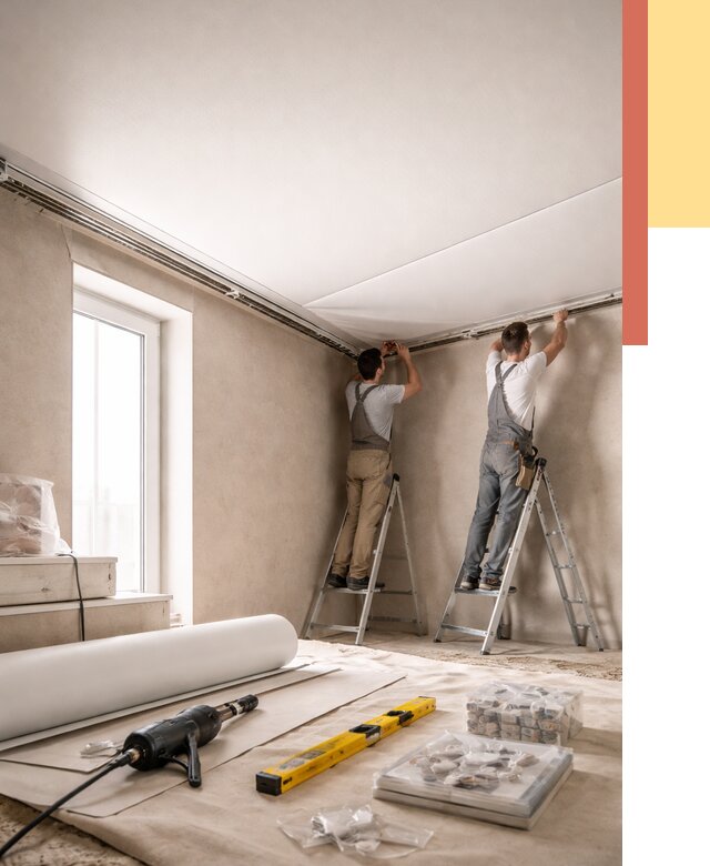 Монтаж натяжного потолка в спальне в Улан-Удэ от 3892 руб. под ключ | ОТДЕЛОЧНИК-Лнд