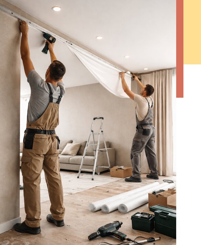 Монтаж натяжного потолка в гостиной в Улан-Удэ от 563 руб. | ОТДЕЛОЧНИК-Лнд