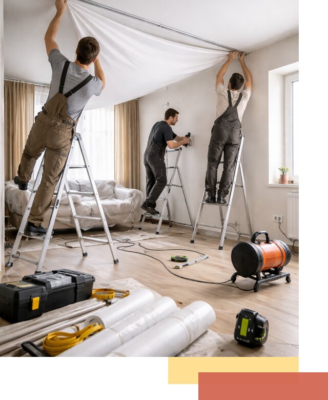 Монтаж натяжного потолка в гостиной в Улан-Удэ