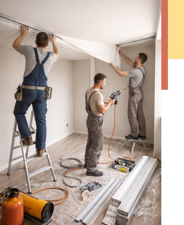 Монтаж натяжного потолка в студии в Улан-Удэ от 5634 руб. — быстро и недорого | ОТДЕЛОЧНИК-Лнд