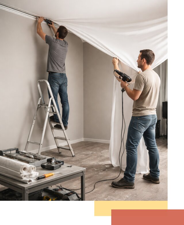 Монтаж натяжного потолка в студии в Улан-Удэ