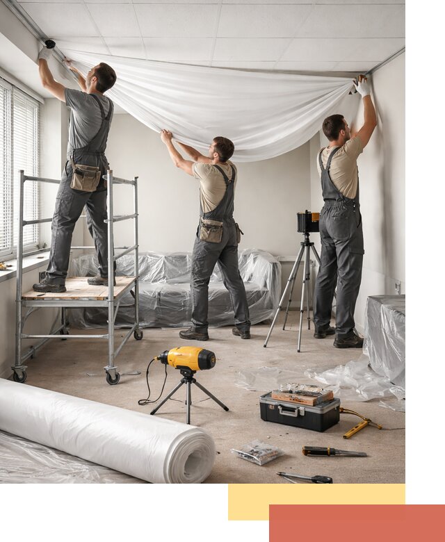 Монтаж натяжного потолка в офисе в Улан-Удэ