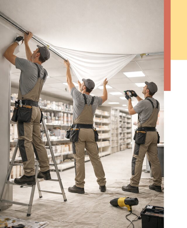 Монтаж натяжного потолка в магазине в Улан-Удэ от 4609 руб. быстро и недорого | ОТДЕЛОЧНИК-Лнд