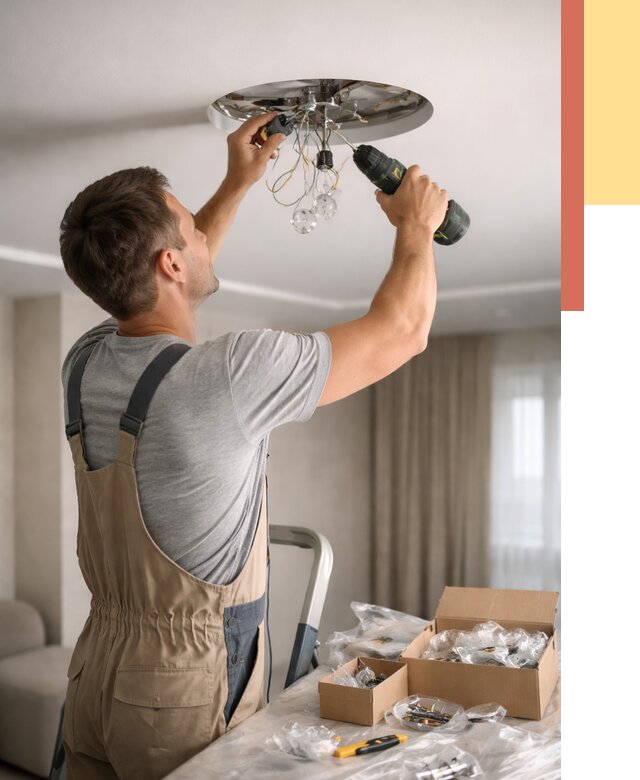 Установка люстры в натяжной потолок в Улан-Удэ от 1229 руб. | Быстро и недорого — ОТДЕЛОЧНИК-Лнд