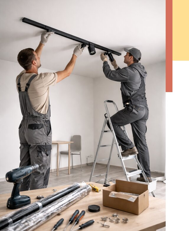 Установка трековых светильников в натяжной потолок в Улан-Удэ от 4302 руб. | ОТДЕЛОЧНИК-Лнд