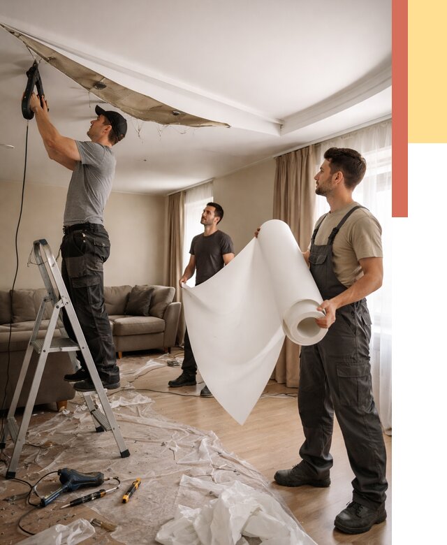 Замена полотна натяжного потолка в Улан-Удэ от 9731 руб. быстро и недорого | ОТДЕЛОЧНИК-Лнд