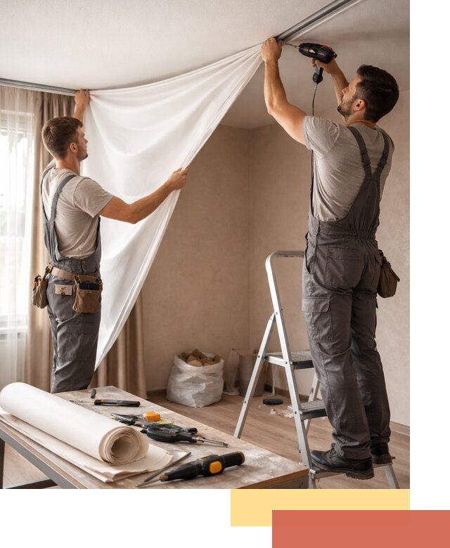 Замена полотна натяжного потолка в Улан-Удэ быстро и качественно