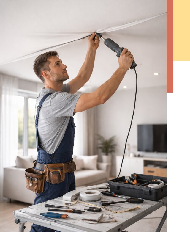 Ремонт натяжных потолков в Улан-Удэ от 9731 руб. под ключ — ОТДЕЛОЧНИК-Лнд