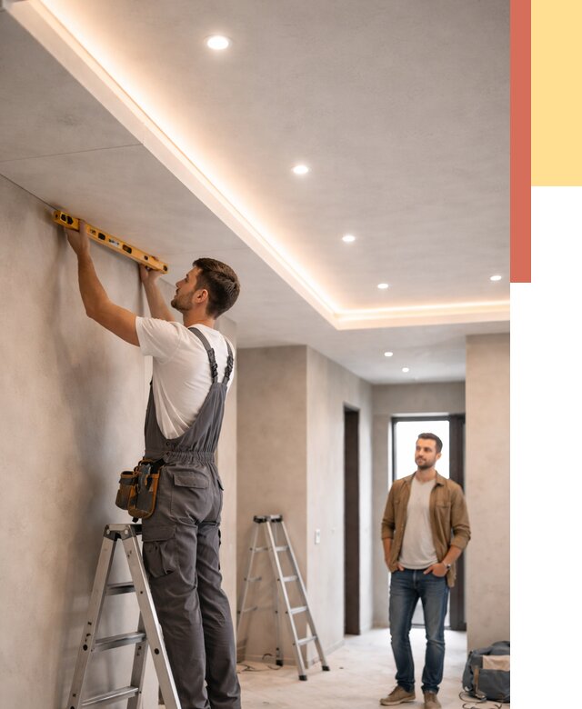 Потолок из гипсокартона с подсветкой в Улан-Удэ от 768 руб./м2 под ключ | ОТДЕЛОЧНИК-Лнд