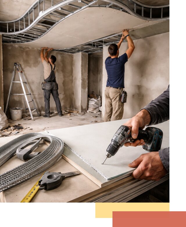 Криволинейный потолок из гипсокартона в Улан-Удэ — монтаж и отделка