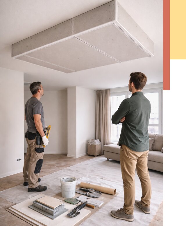 Короб на потолке из гипсокартона в Улан-Удэ от 2253 руб. — монтаж и услуги под ключ | ОТДЕЛОЧНИК-Лнд